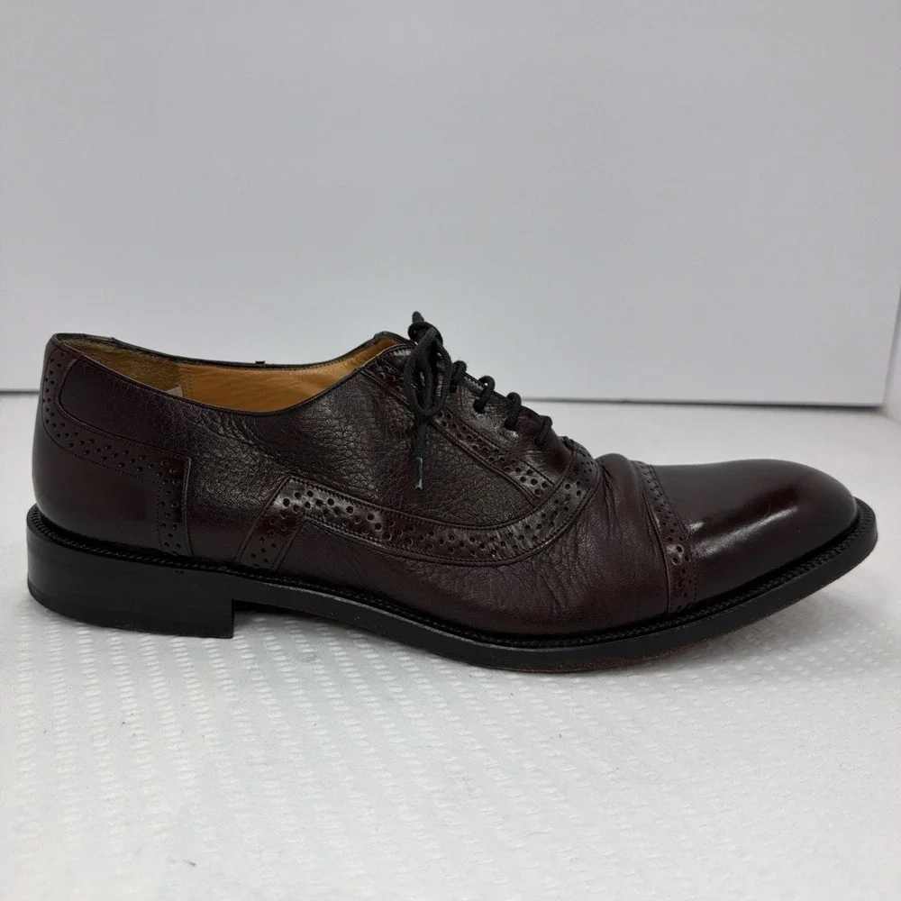 Mezlan Burgundy Cap Toe Oxfords Calf & Deerskin Marque 11.5 B Handcrafted